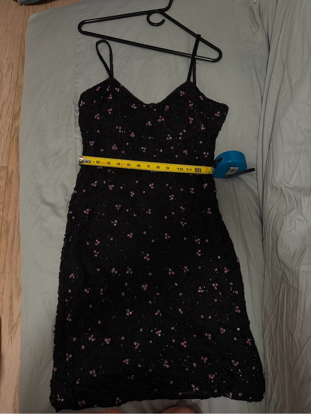 Vintage black floral beaded (100% silk) cocktail semiformal slip dress Paradise - Picture 16 of 16
